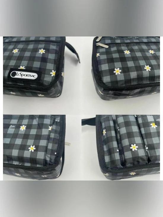 LeSportsac Black & Gray Gingham Daisy Cosmetic Bag - Picture 8 of 11